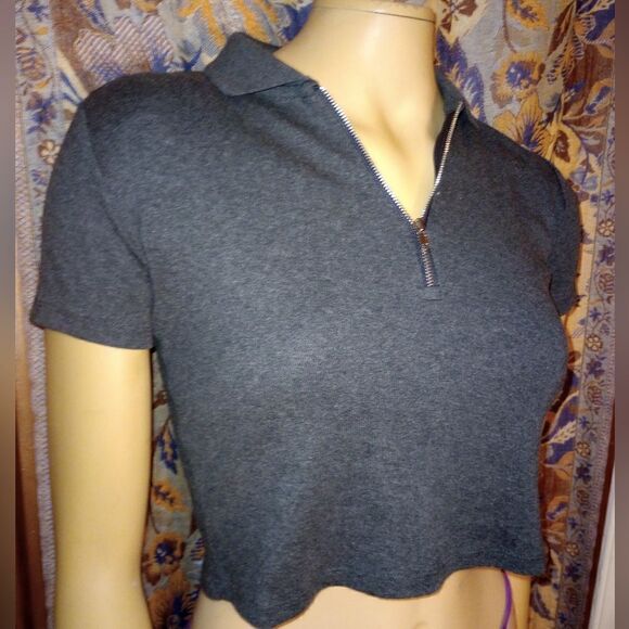 Fifth Parallel Threads gray short sleeve crop top size small - Picture 3 of 7